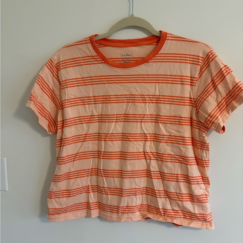 L.L. Bean Women's Peach & Orange Striped Tee